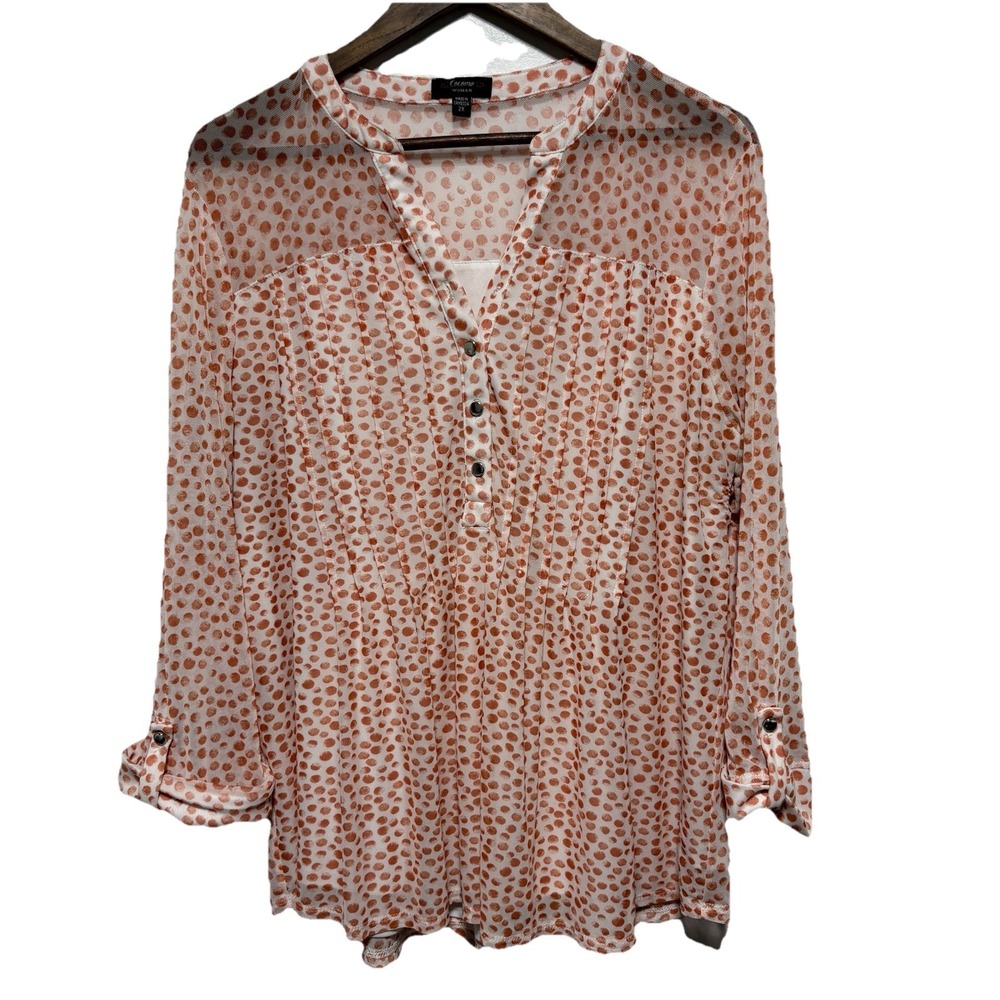 Cocomo Woman Blouse 2X Orange Mesh Lined Stretch Knit Tunic Flowy Top